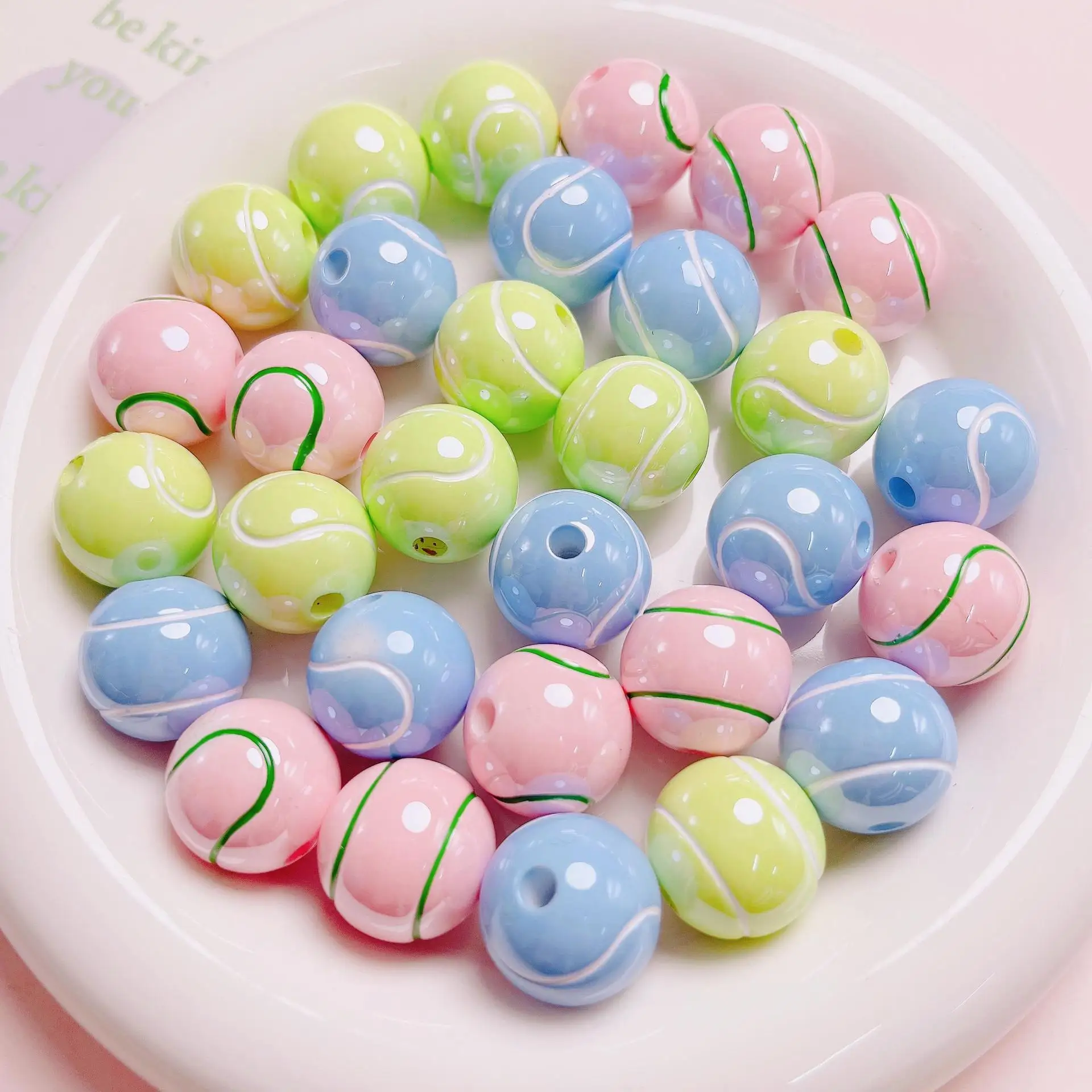 

Trendy New Sprot Baseball Acrylic AB Pastel Colors Gumball Bubblegum Jewelry Beads Fit Bubblegum Necklace Earring 18mm 40pcs