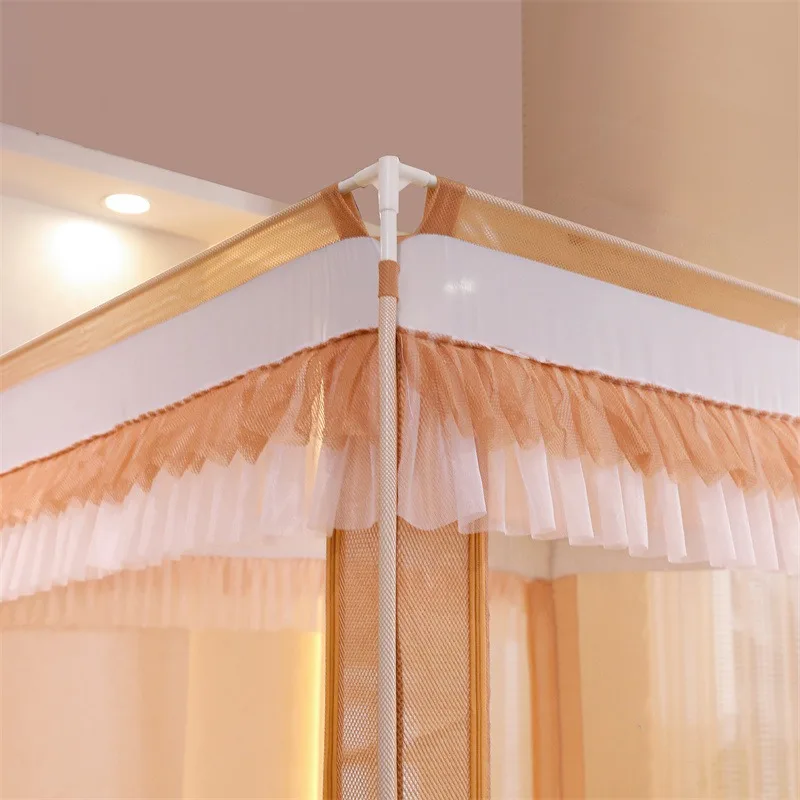 Fall-proof bed mosquito nets with three doors and full-bottom anti-fall mat nets
