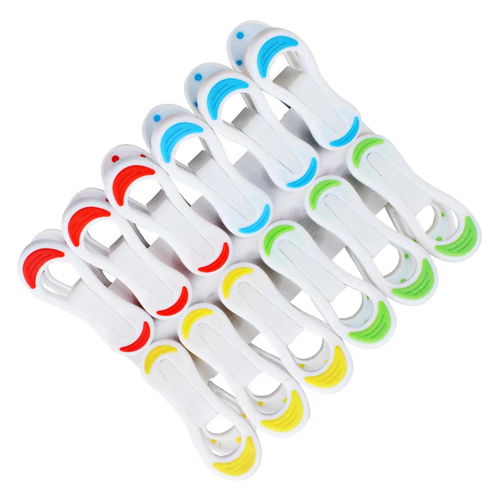 12 Stück rutschfeste Kunststoffklammern, winddichte Kleidung, Wäscheklammern für Socken, Handtücher, Steppdecke, hängende Wäscheklammern, rutschfest