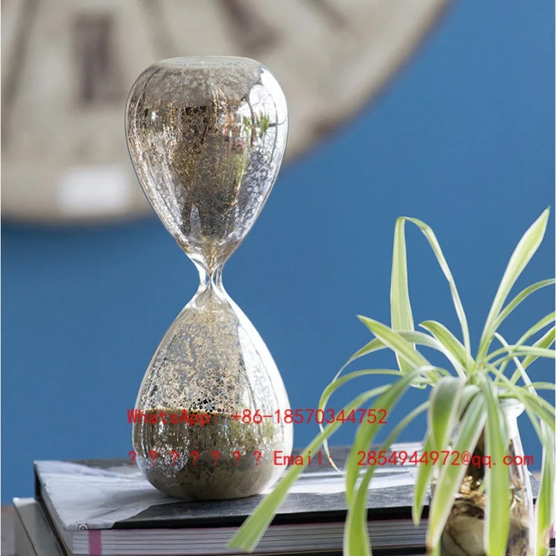 European Retro Glass Hourglass Timer Living Room Study Entrance Soft Decoration Desktop Ornament