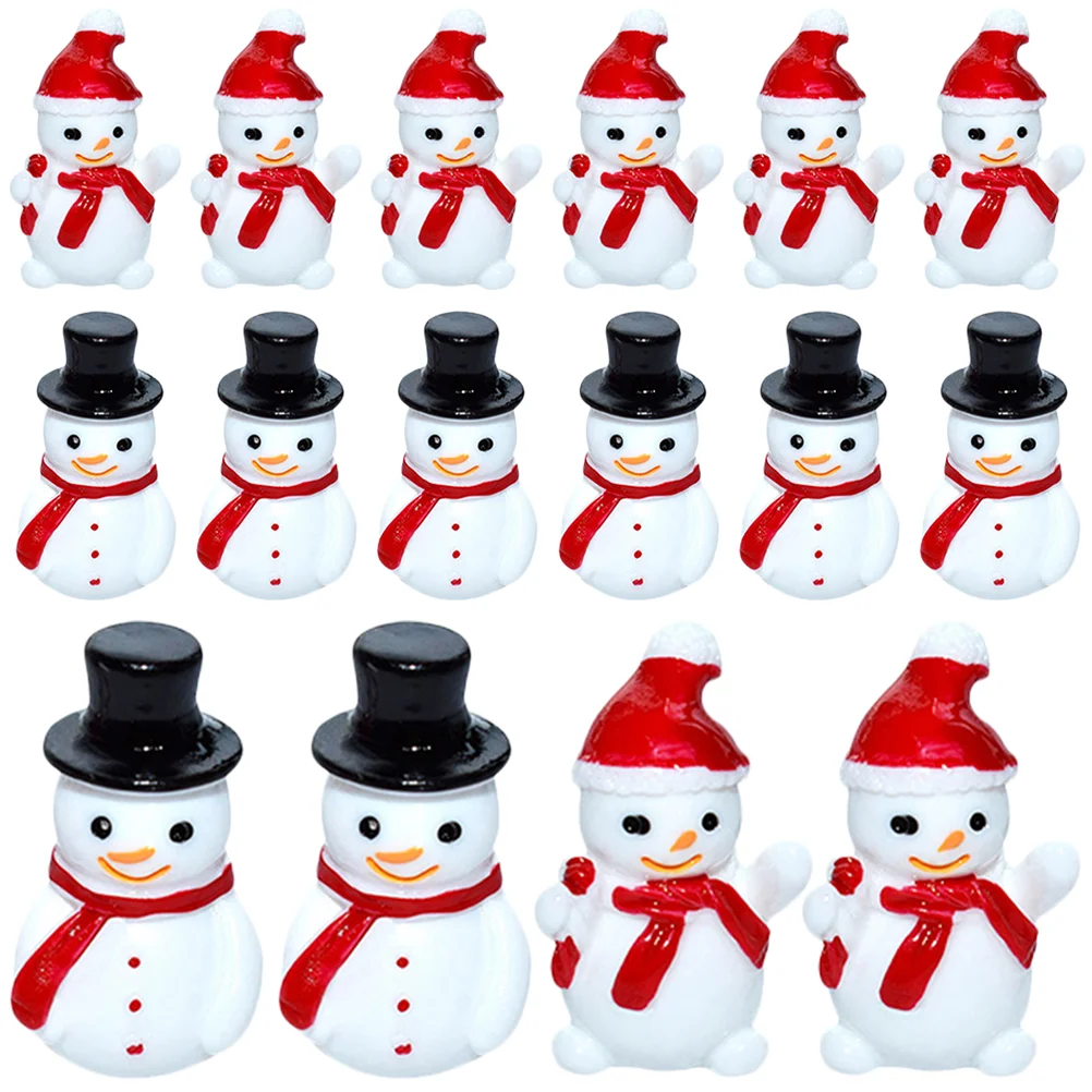 

20 Pcs Mini Snowman Winter Decor Miniature Figure Christmas Ornament Figurine Decorate Statue Resin Craft Supplies