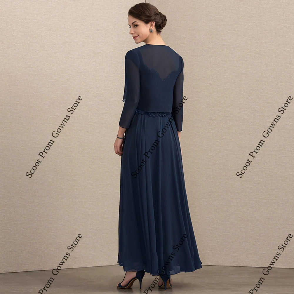 Vestidos para madre De novia azul marino, vestidos De fiesta De boda De manga larga para mujer, novedad De verano 2021, bata De playa De gasa