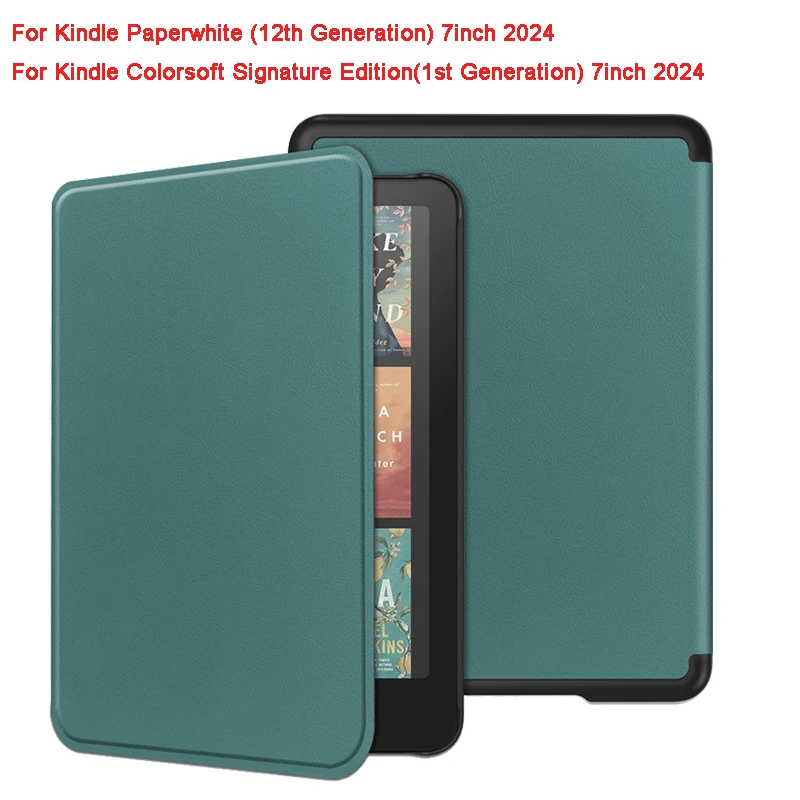 For Funda Kindle Colorsoft Paperwhite Signature Edition 12th Generation 2024 Case 7 Inch PU Leather Hard PC Back Auto Sleep/Wake