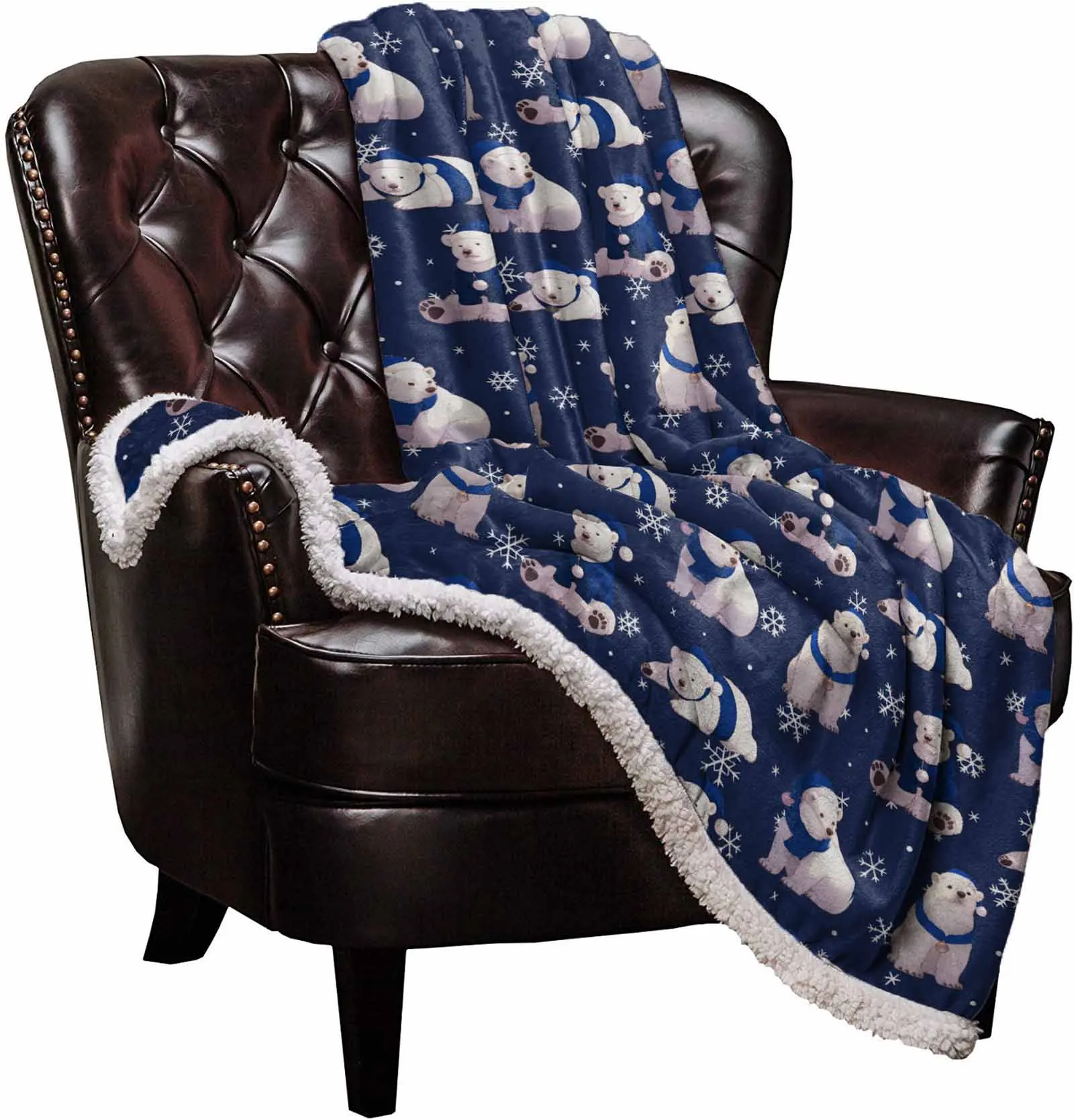 Christmas Winter Polar Bear Cashmere Blanket Warm Winter Soft Throw Blankets For Beds Sofa Wool Blanket Bedspread