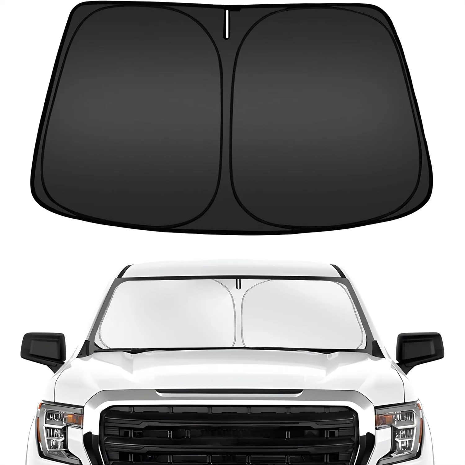 

Custom Fit Windshield Sun Shade for Chevy Silverado 1500 GMC Sierra 1500 2500HD 3500HD 2019-2026, Foldable Front Window Sun