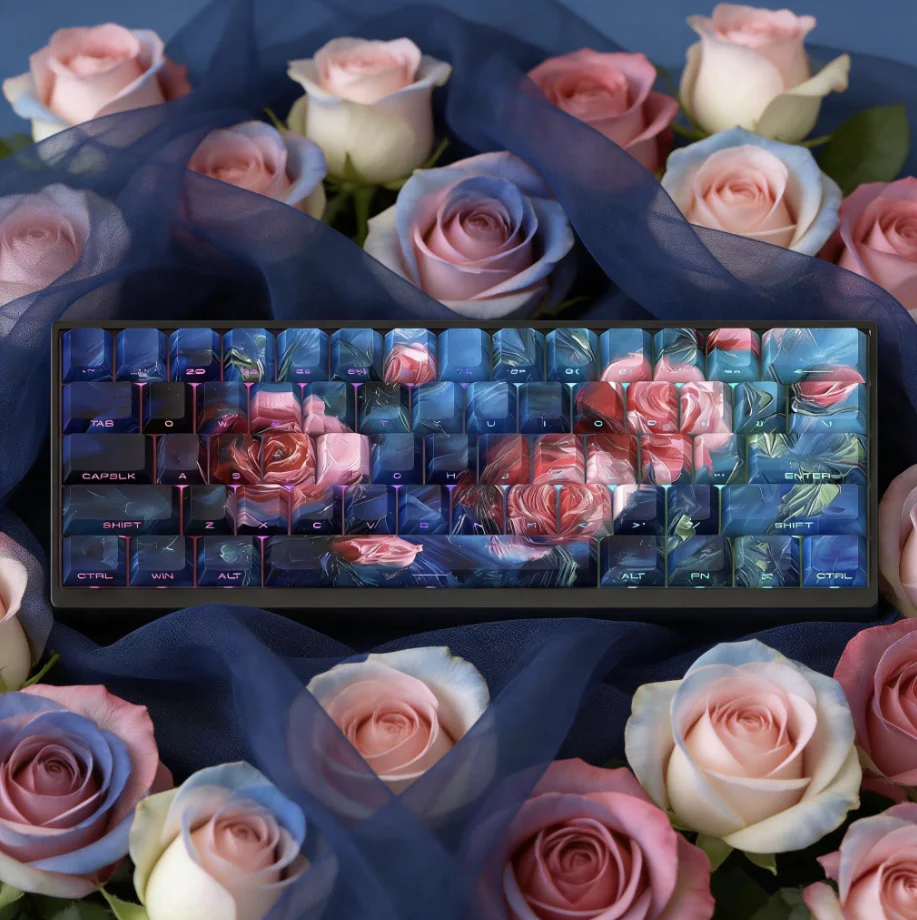 

Rose Shang keycap oil painting wind side engraving light original PBT Meijiashi MAD60 MAD68