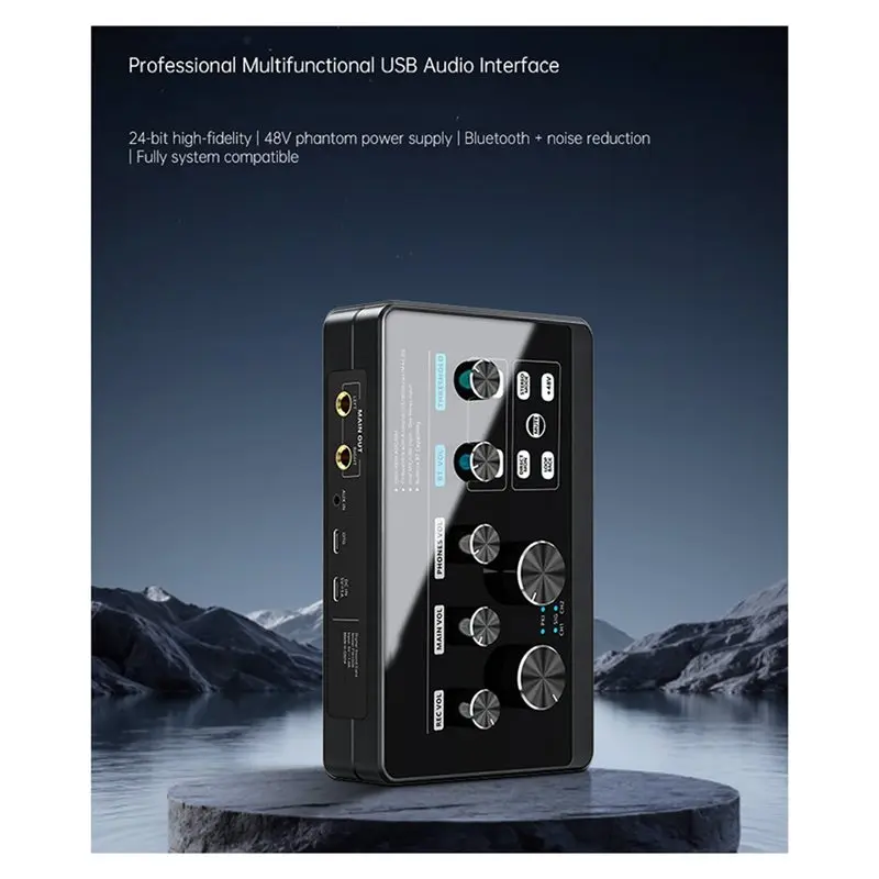 Professional Multi-Functional USB Sound Card Stereo 6.35Mm Plug And Play Noise-Canceling Bluetooth For Live Streaming