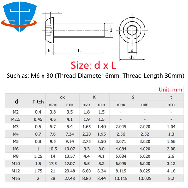 10Pcs Gr2 Ti Screws M2 M2.5 M3 M4 M5 M6 M8 DIN7380 TA2 Titanium Hex Hexagon Socket Button Head Bolts Round Pan Head Allen Screw