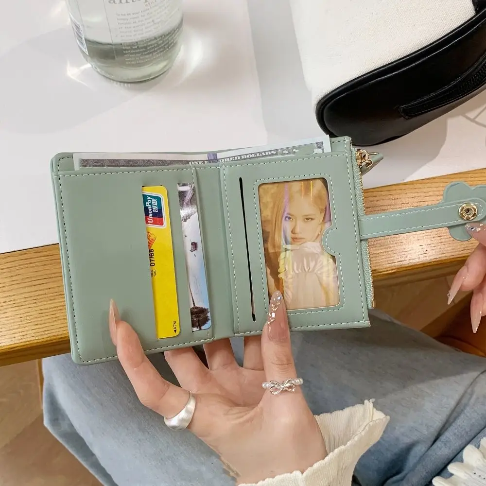 الكورية نمط زهرة محفظة صغيرة طباعة الأزهار بولي Leather حامل بطاقة جلدية متعددة الوظائف محفظة للطي حافظة للبطاقات بطاقة حقيبة التخزين #1