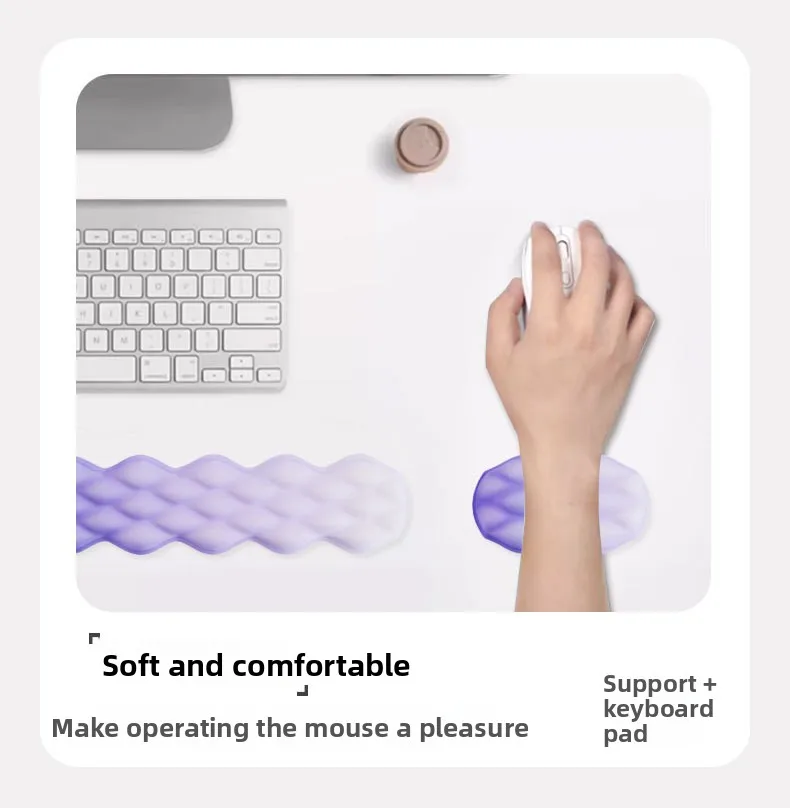 Memory-Schaum-Handgelenkauflage, Mauspad, Tastaturunterstützung, ergonomische Schreibtischunterlage für Büro und Gaming, in den Farben Grün und Lila. – Detail 5