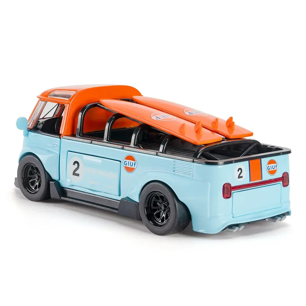 1:32 Volkswagen T1 รถบัสจําลองรุ่นรถเสียงดึงกลับคอลเลกชันของเล่นเด็กสําหรับของขวัญเด็ก