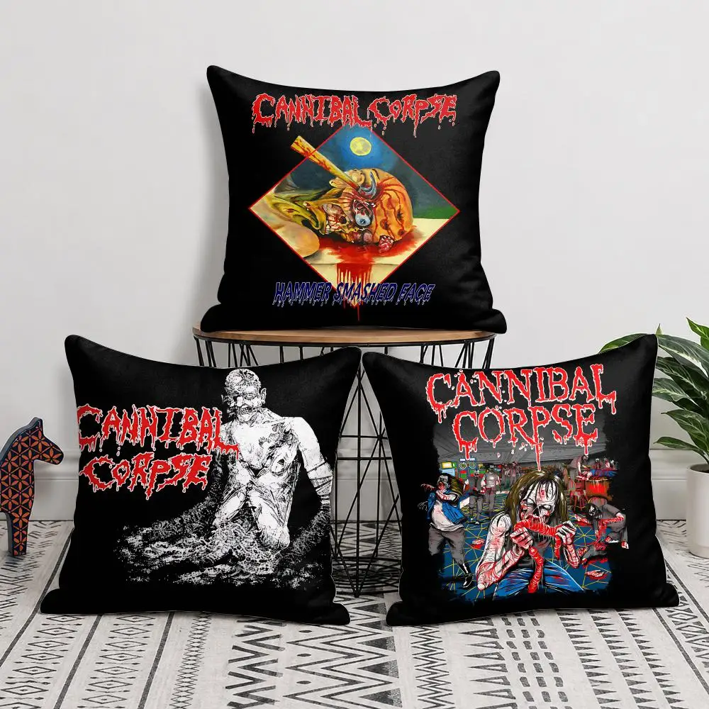 C-Cannibal Corpse Rock Band Cool Cushion Cover Silky Short Plush Invisible Zipper Dustproof Sofa Pillow Case For Home Decor