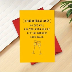 1pc,Funny Wedding Card, Congratulations Engagement Card, Bridal Shower Card, Bachelorette Party, No One Will Ask You When You're