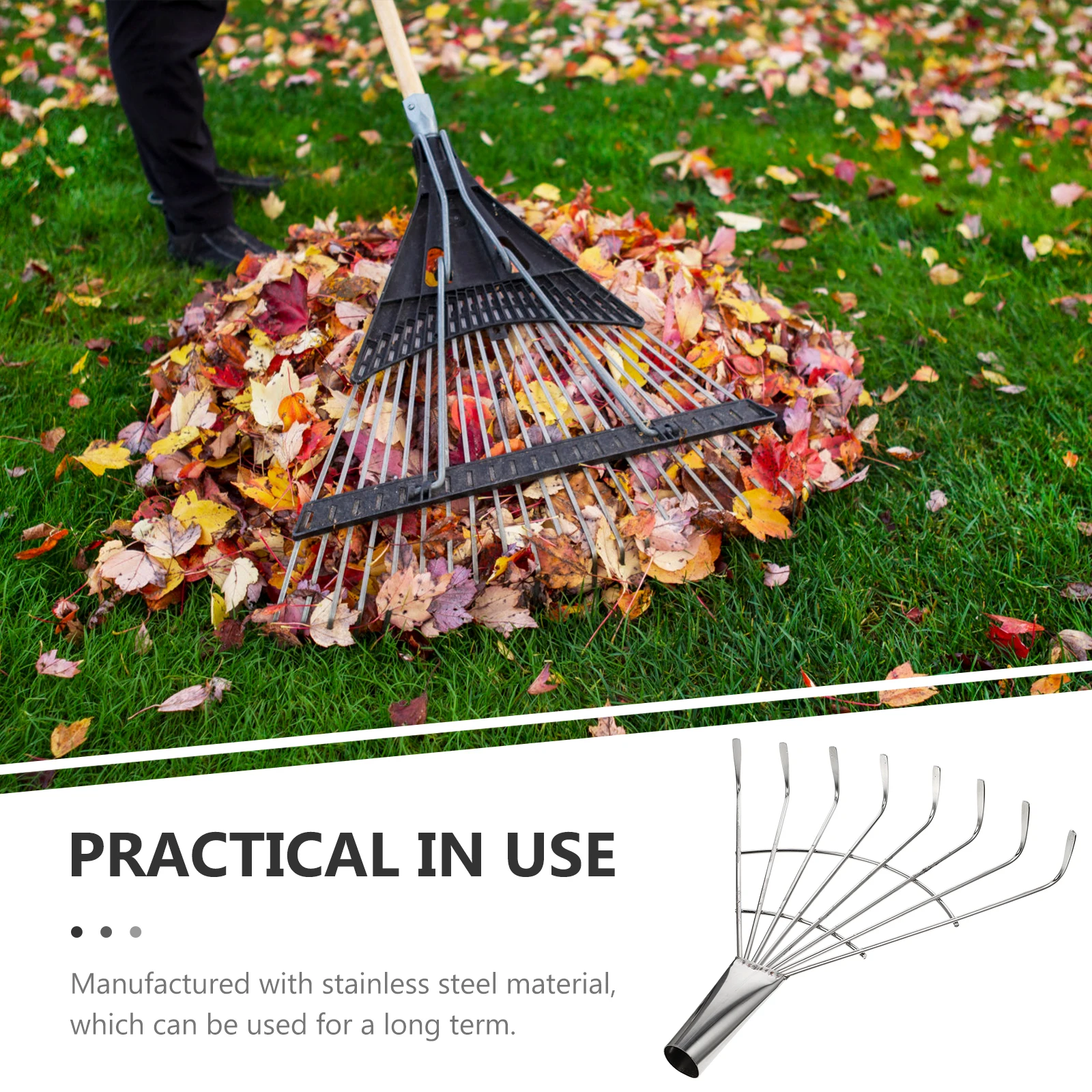 

Stainless Steel Grass Rake Agricultural Outdoor Rakes for Leaves Aerator -toothed Garden