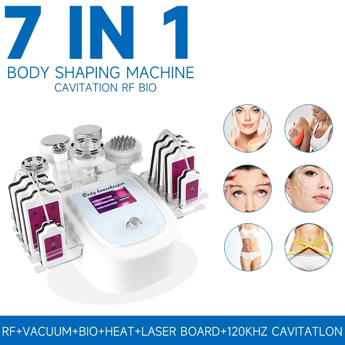 7 In 1 120K Vacuum Cavitation Ultrasonic Machine leser Lipo Massage fit Burning Cellulite Removal Body Slimming Shape Massager
