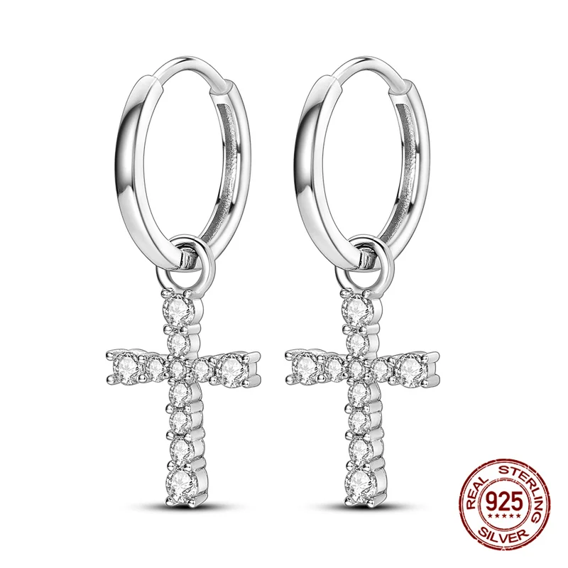 Original 925 Sterling Silver Hoop Earrings, Luxury Design