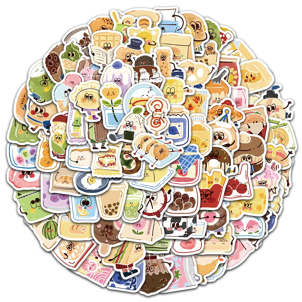100PCS Spaß Lebensmittel Schlacht Graffiti Aufkleber Telefon Sammelalbum Mahlzeit Platten Wasser Tassen Desktop Geschirr Türen Notebook DIY