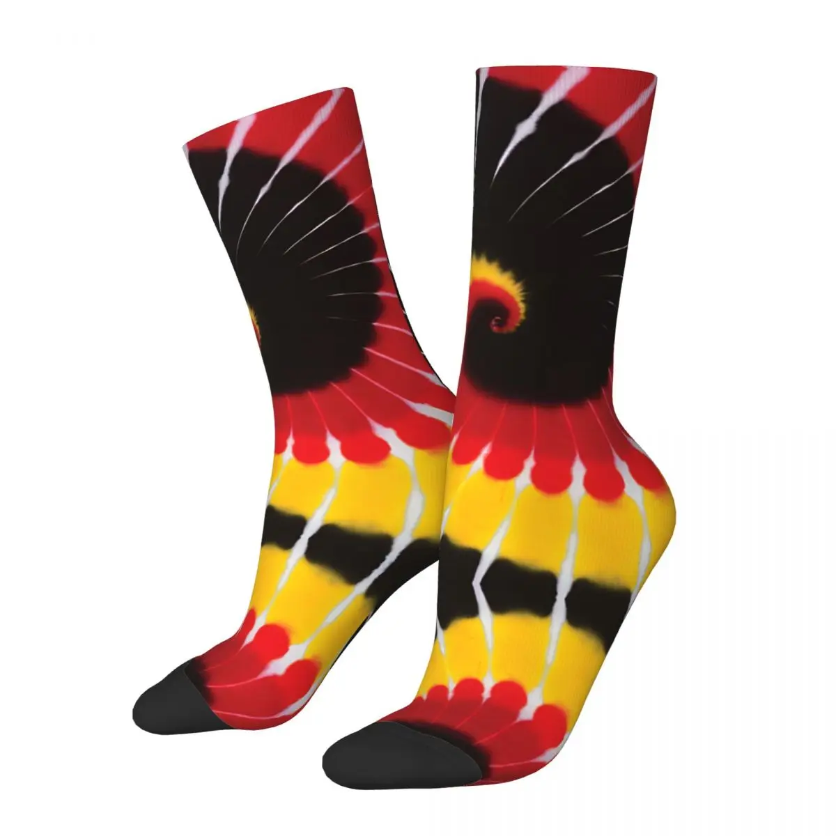 Vintage Black White Red Golden Yellow Spiral Tie Dye Men's compression Socks Unisex Harajuku Pattern Printed Novelty Crew Sock