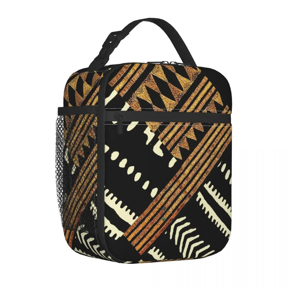 Afrocentric Mud Cloth Insulated Lunch Bags Portable African Meal Container Thermal Bag Lunch Box Tote Beach Outdoor Girl Boy