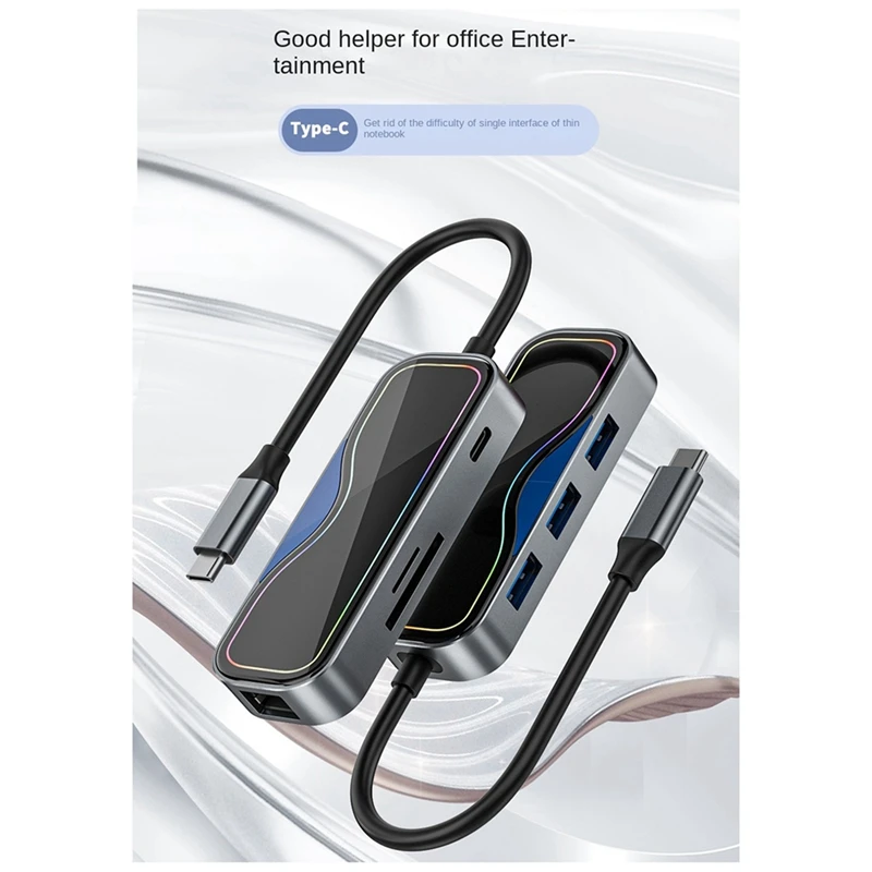 7-In-1 Type-C Docking Station Gigabit Network Port Docking Station HUB Hub Extender USB3.0 Splitter Computer Spare Parts