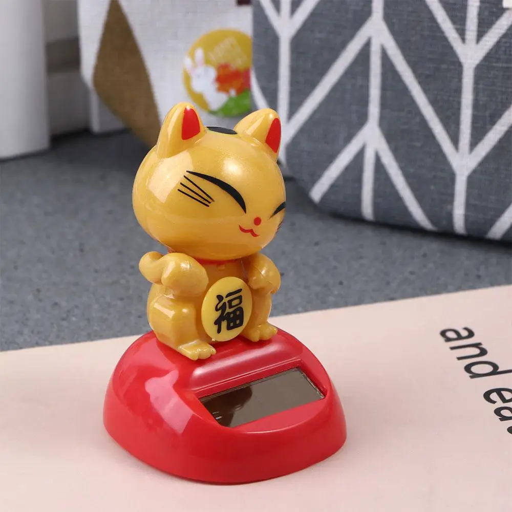 Figurine Statue Classic Swing Doll Solar Power Solar Toys Dancing Lucky Cat Figure Lucky Cat Model Toys Shaking Head Swing Doll