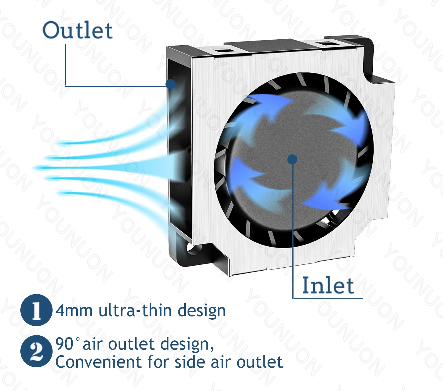 YOUNUON-Mini ventilador ultrafino, ventilador de laptop, 5V, 12V, 2cm, 20x20x6mm, 11000RPM, 2006