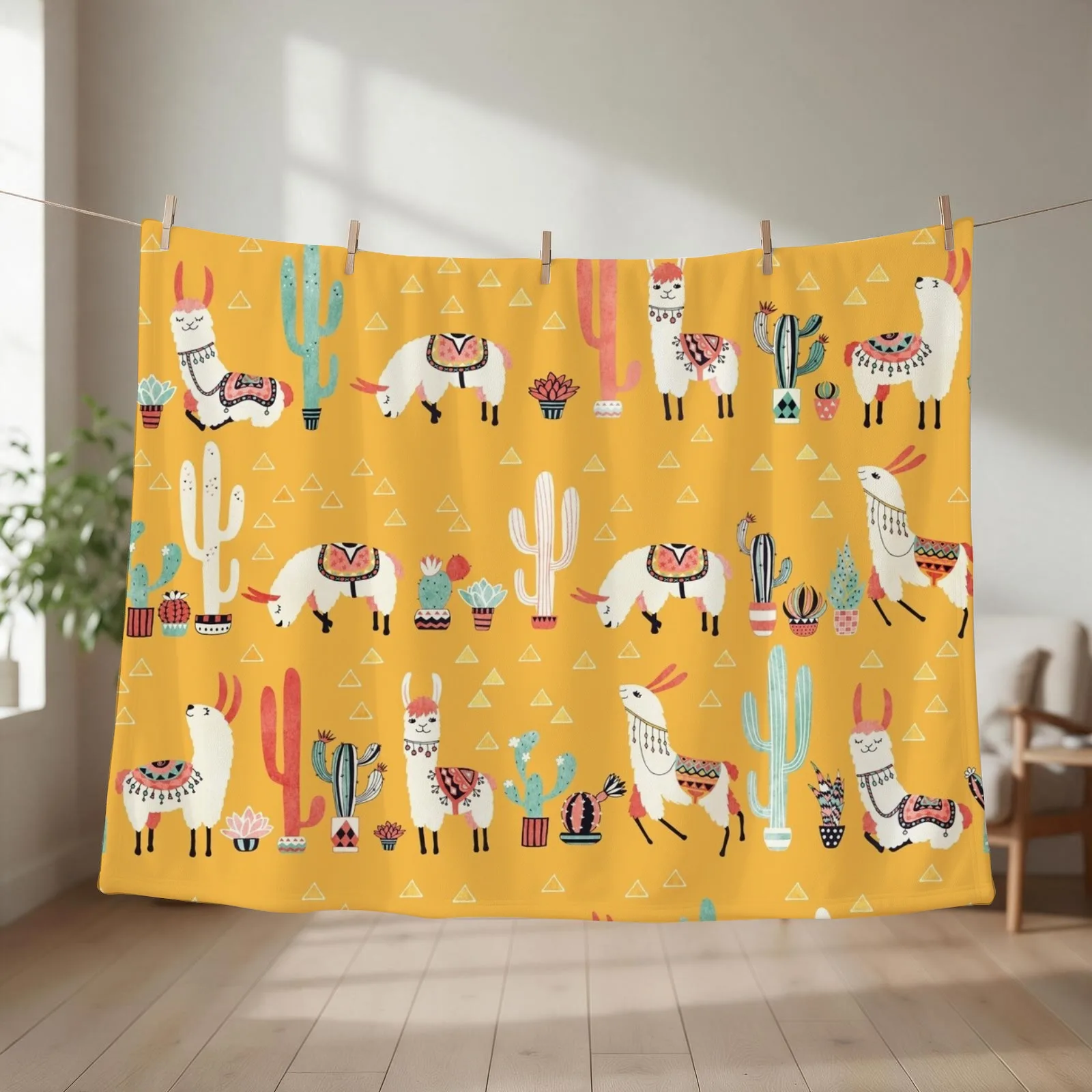 Happy llama with cactus in a pot Throw Blanket Blankets Sofas Of Decoration Multi-Purpose Plaid Single Blankets