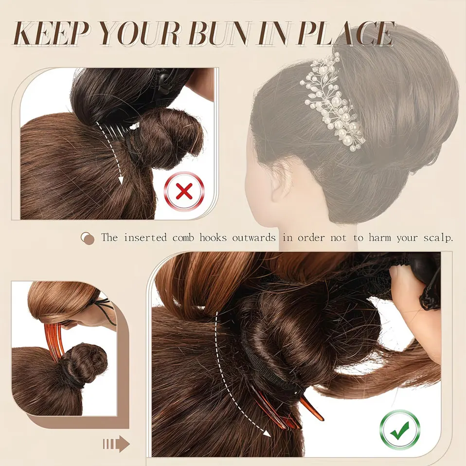 BENEHAIR-Extensión de cabello sintético para mujer, moño Scrunchy, extensión de cabello Updo, Donut, moño con cordón, moño falso