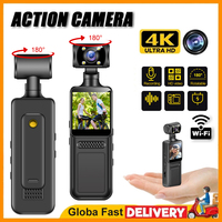 Portable 4K Ultra HD Action Mini Camera 180Rotatable Vlog WiFi Lens Sports Camera Infrared Night Vision Sports DV Bicycle Driver