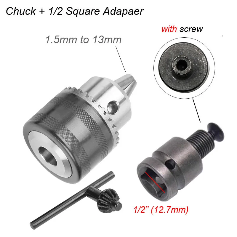 1.5-13mm Converter 1/2 20UNF Key Drill Chuck Thread Quick Change Adapter SDS 1/4 Impact Driver Wrench Bit Connecting Rod Hex