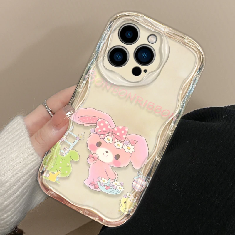 Fashion Cute Bonbonribbon Cover For Apple iPhone 15 14 13 12 11 Pro X XR XS Max Plus 8 7 Plus SE Wave Oil Phone Case