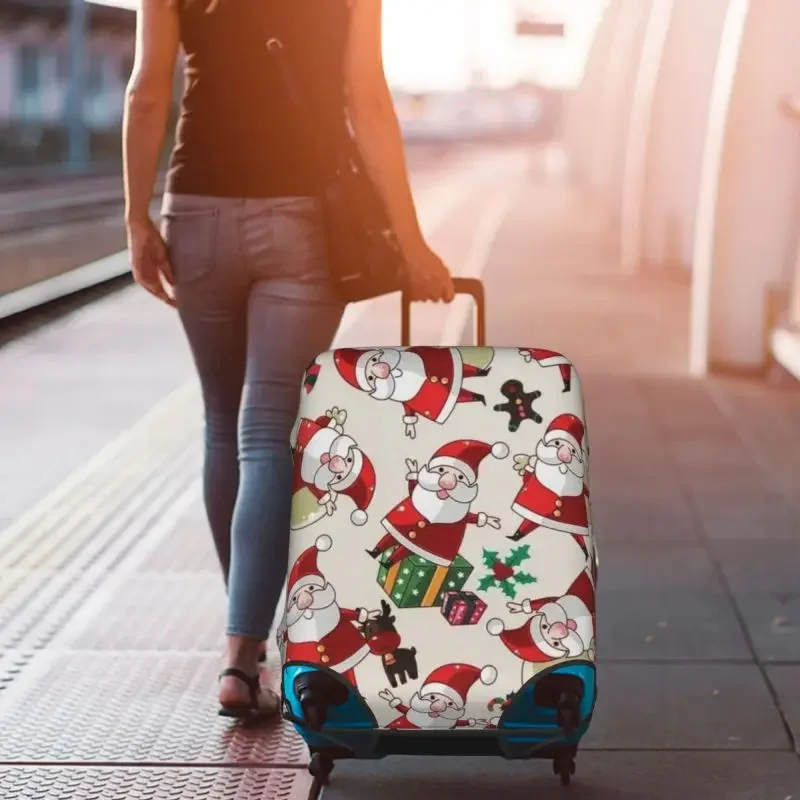 

snowflakes elk Thick Elastic Luggage Cover Zipper For 18-32 inch Bag Suitcase Cover Travel Accessories Cartoon Christmas