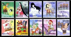 10 PCS, Japan Post Stamp, 2007, 7th Anime Hero, Cartoon Stamp, Used with Post Mark