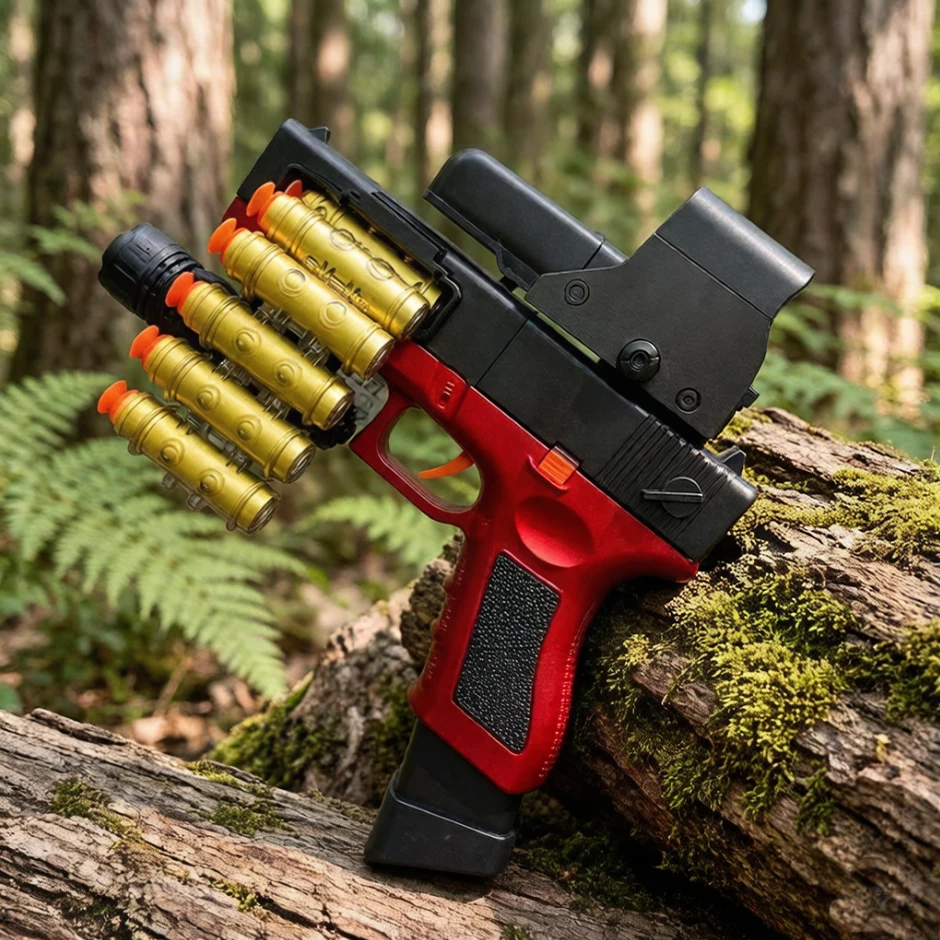 電動自動ソフト弾トイガン、7.4VバッテリーとUSB充電ケーブル付き、強力なパワー、ソフト弾チェーンで単発を手動で発射可能