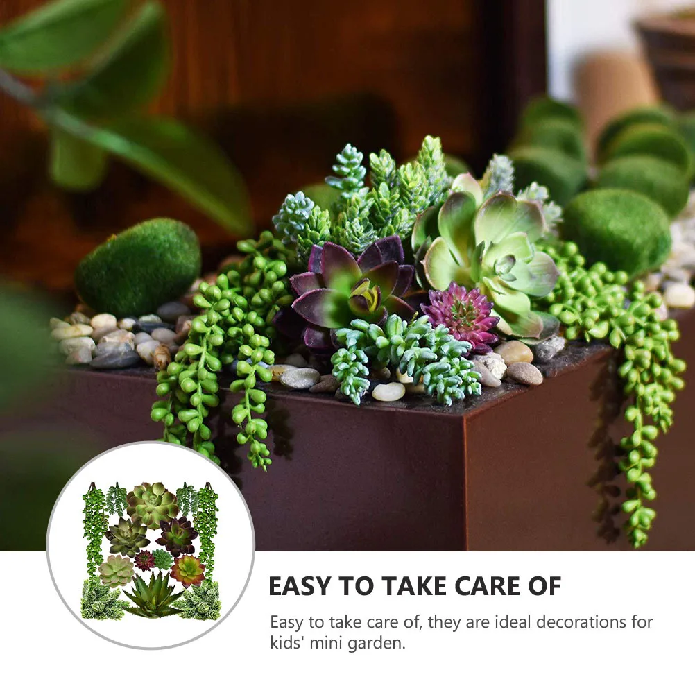

14Pcs Fake Plants Imitated Succulents Decorative Succulent Decorations Creative Artificial Flowers Photo Props for Mini Garden