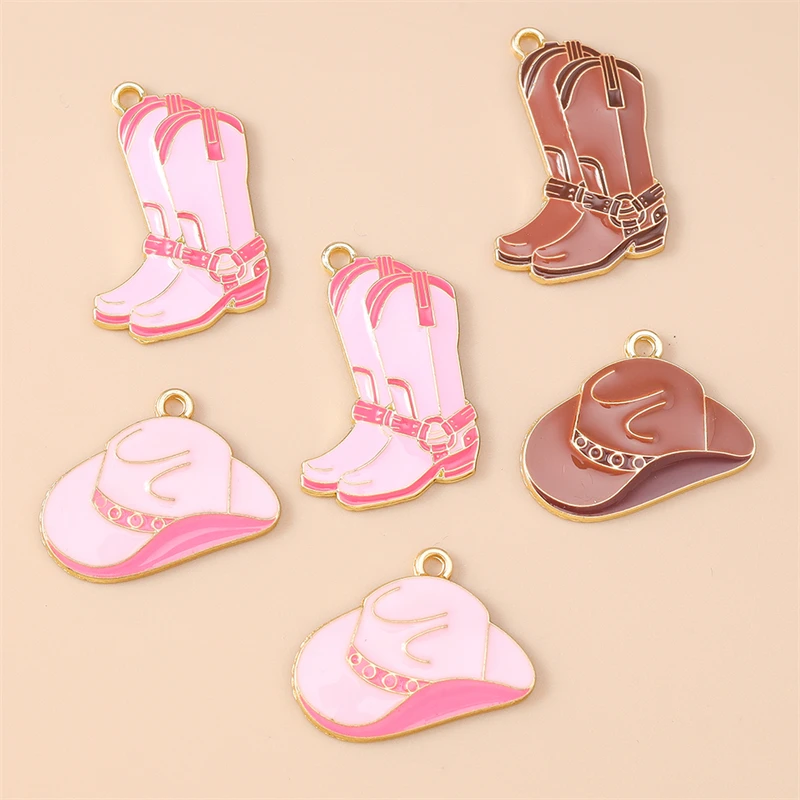 20 Stück niedliche Emaille-Hut-Stiefel-Charms-Anhänger für die Schmuckherstellung, Tropfen-Ohrringe, Halsketten, Armbänder, Zubehör, DIY-Bastelbedarf – Detail 7