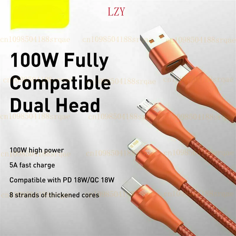 für Baseus 100W 3 in 1 USB C Schnellladekabel für iPhone 15 für Huawei für Xiaomi für Samsung