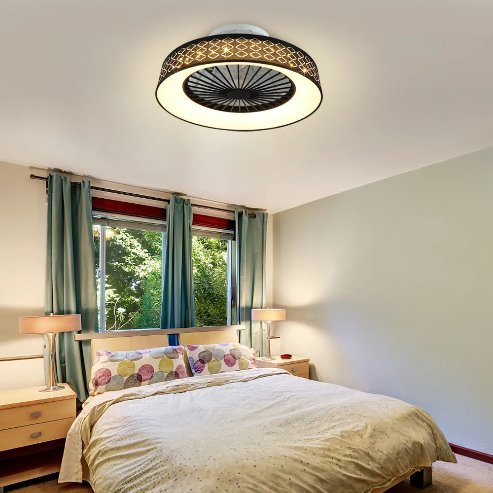 Depuley-Ventilateur de Plafond Invisible avec Lumière LED, Intensité Variable, Température Intermittente, Chambre, Salon, Cuisine, 3 Documents, 47cm