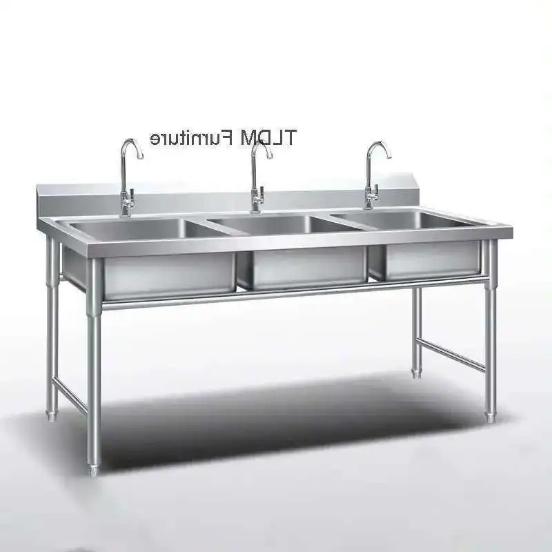 

Коммерческие кухонные мойки из нержавеющей стали, современный школьный умывальник для столовой, кухонные аксессуары, роскошный домашний умывальник с тремя прорезями GL