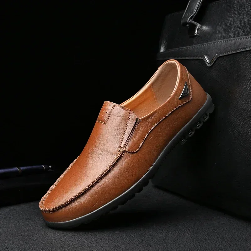 Men Dress Shoes Natural Leather Men\'s Brand Shoes Sale Formal Shoe Men\'s Cowhide Italian Genuine Leather Loafers Footwear Casual