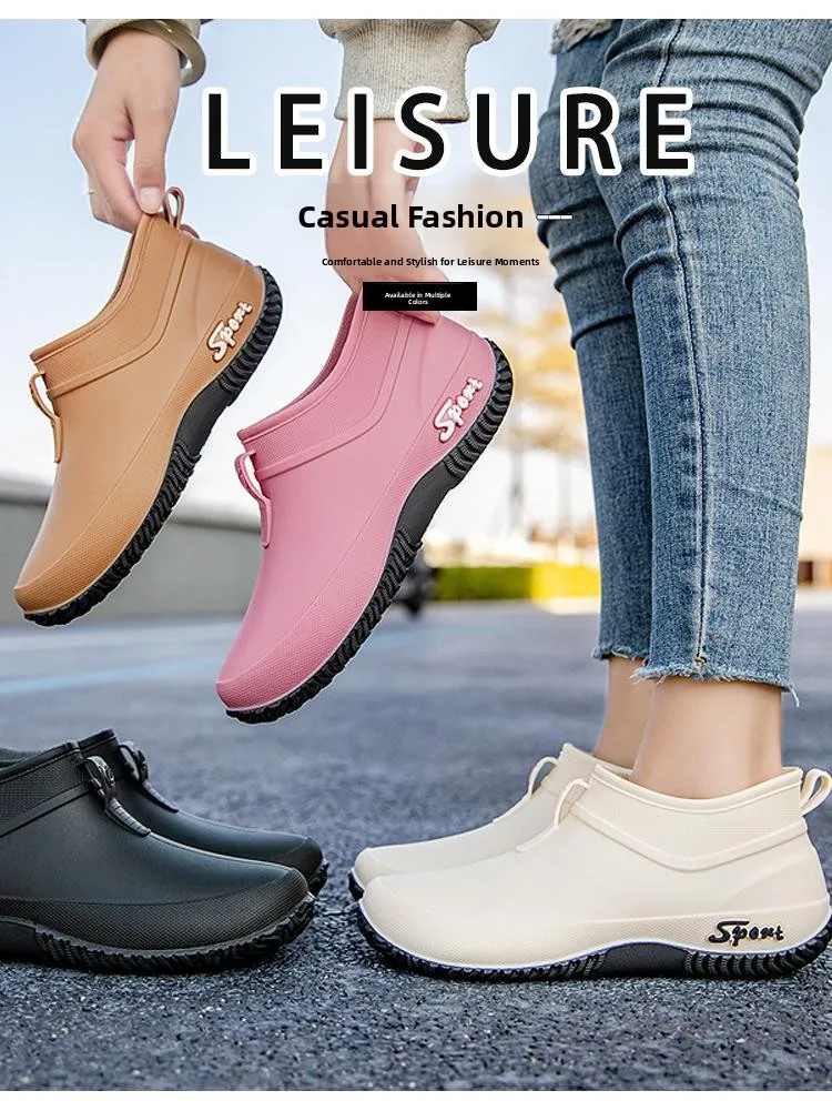 

German Sle ort Tube Rain Boots Women's Anti-slip Low Help Outdoor Kitchen Work Wear Resistant Waterproof PVC oes