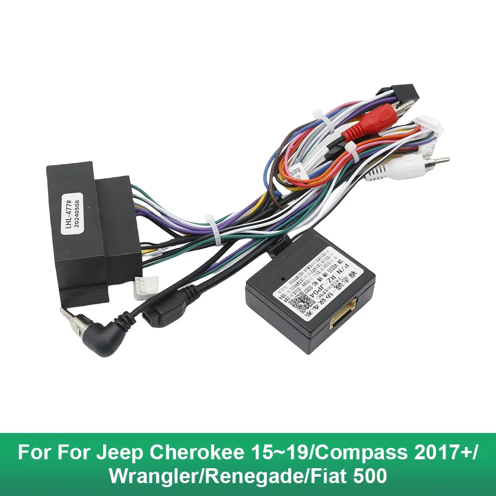 Car 16pin Android Wiring Harness USB Cable With Canbus For Jeep Cherokee 15~19/Compass 2017+/Wrangler/Renegade/Fiat 500