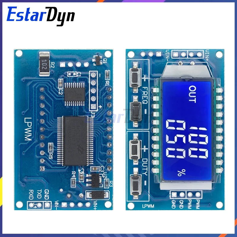 Estadyn 1Hz-150Khz Signal Generator Module Adjustable PWM Pulse Frequency Function Duty Cycle TTL LCD Display 5V DC 12V 24V