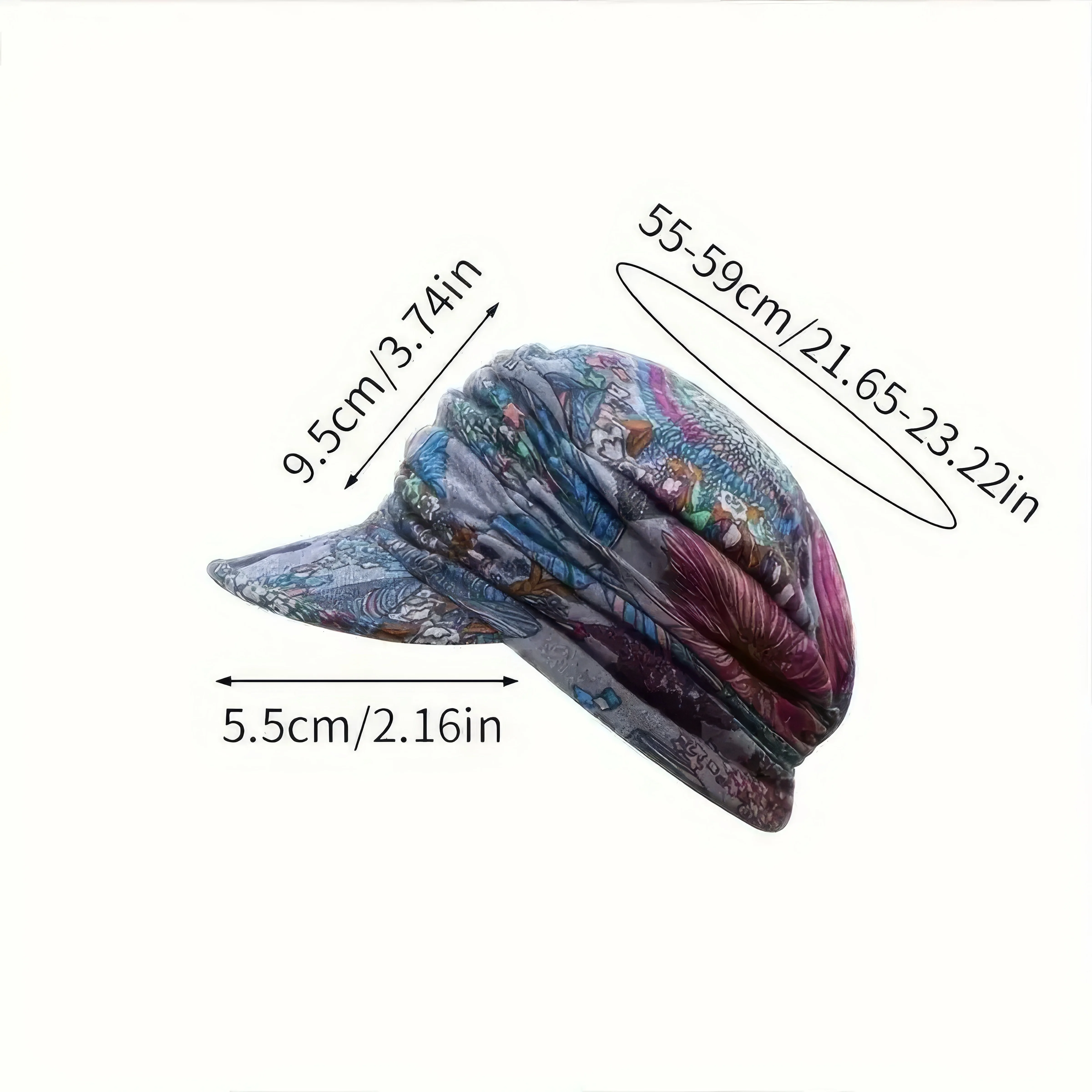 Fashionable Gray Twisted Cap: Vibrant Floral Pattern, Unique Peaked Design for Stylish Wear