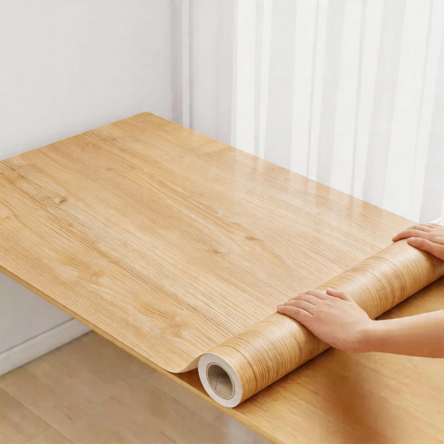 PVC Waterproof Self Adhesive Wallpaper Wall in Rolls Furniture Cabinets Vinyl Decorative Film Wood Grain Stickers For Home Decor