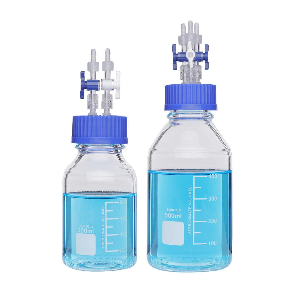 

Negative pressure buffer bottle sampling waste liquid bottle with switch valve 100~1000ML feeding bottle cap GL45