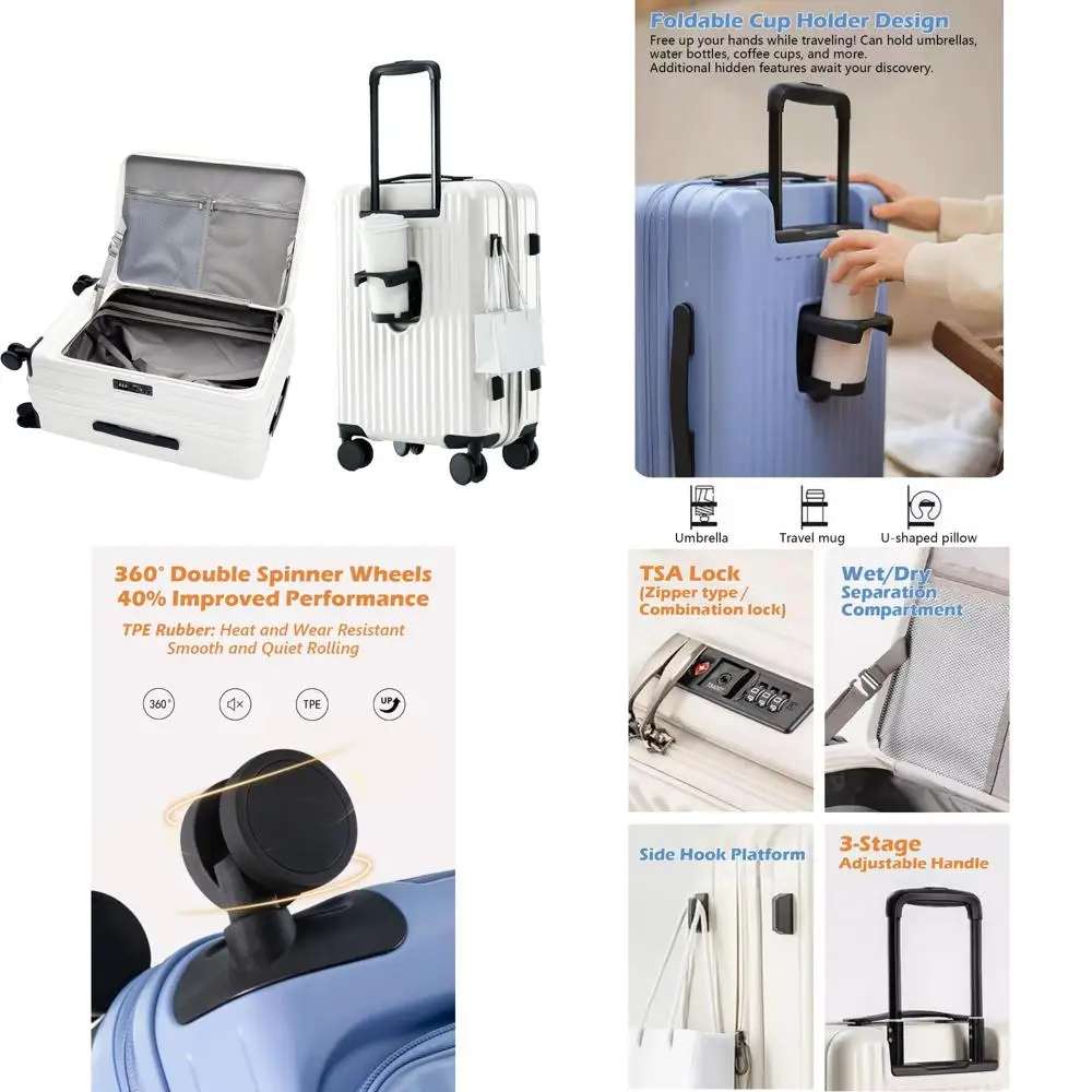 

19-дюймовая расширяемая ручная кладь с твердыми колесами и замком TSA, верхним отверстием для чемоданов