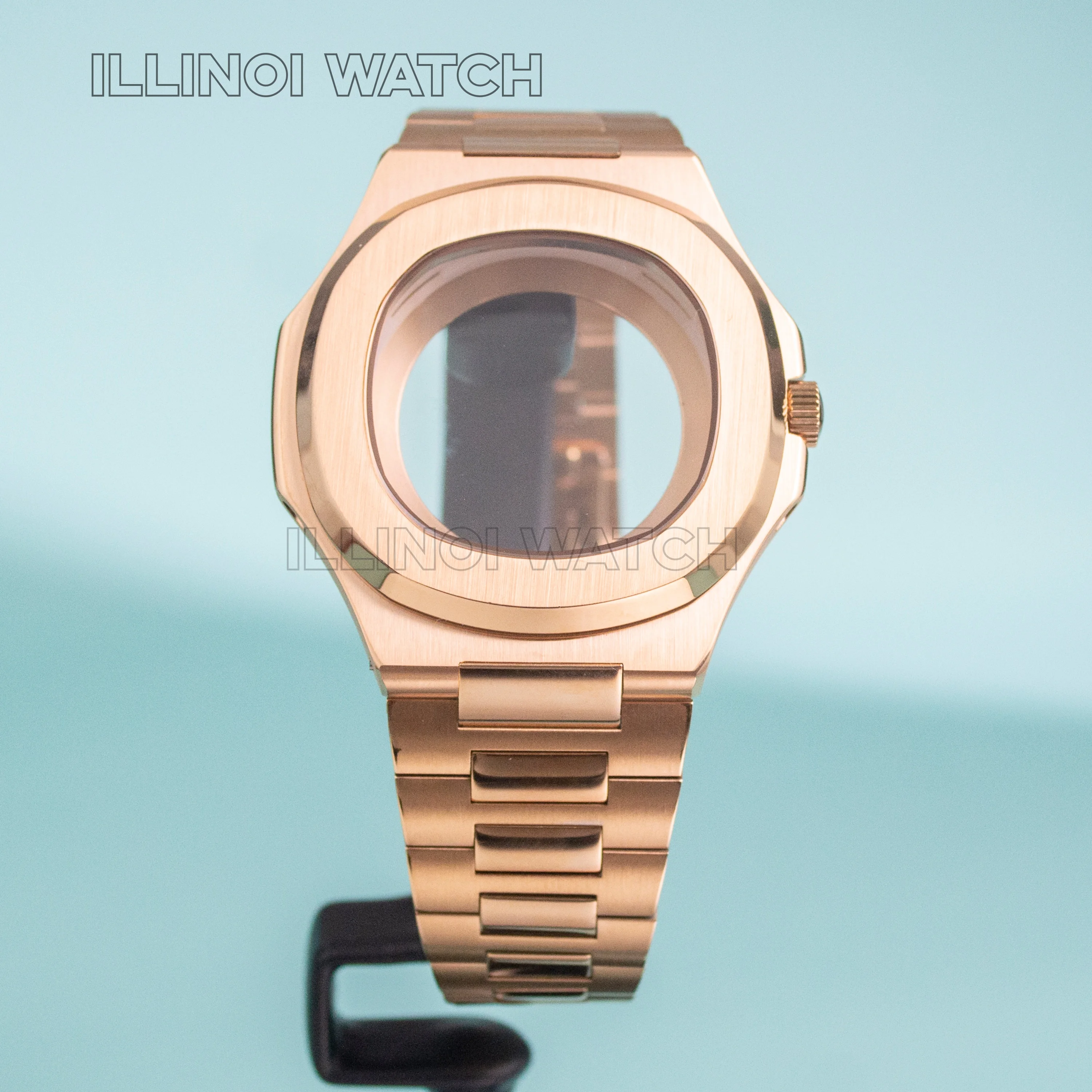 

41mm Rose Gold NH35 Case for Nautilus Watch Case Sapphire Glass fit NH35 NH36 NH38 movement 30.5mm dial 316L Stainless Steel