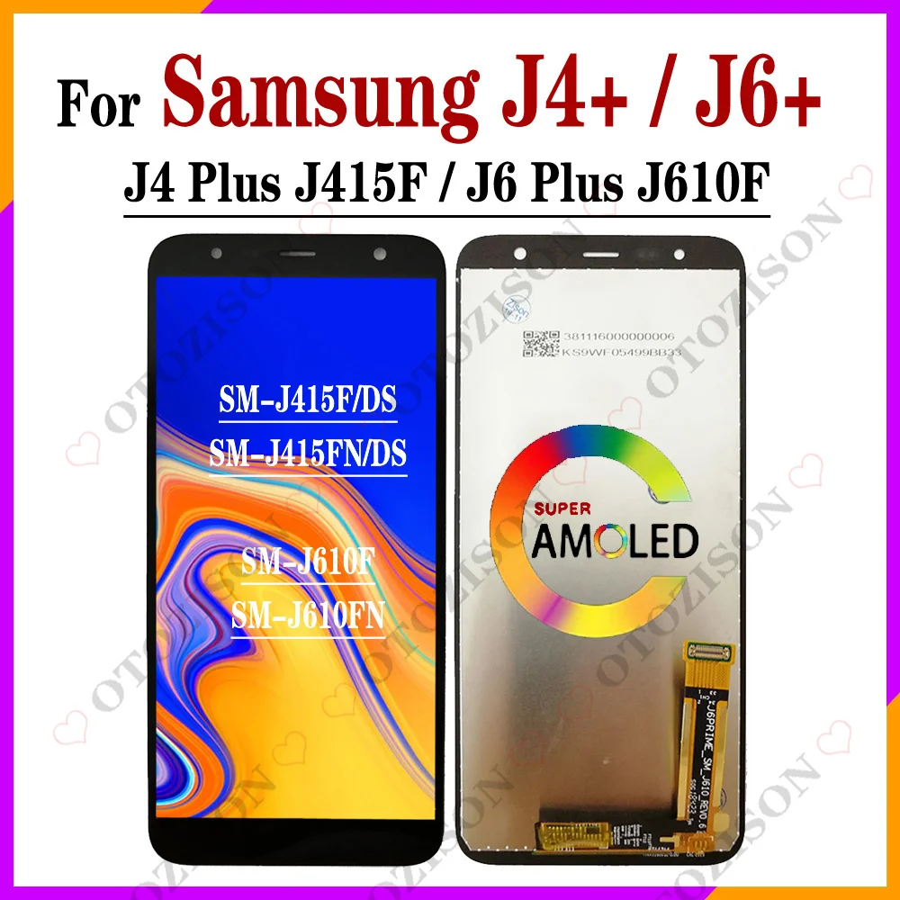 For Samsung Galaxy J6+ LCD J6 Plus Display SM-J610FN/DS J610G Screen Touch Digitizer Assembly J6Plus LCD J610 Replacement