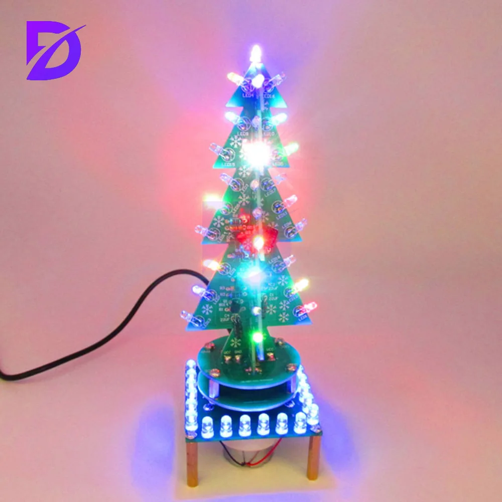 Rotating Colorful Music Christmas Tree Led Flowing Water Electronic Diy Electronic Kit Christmas Decoration Gift